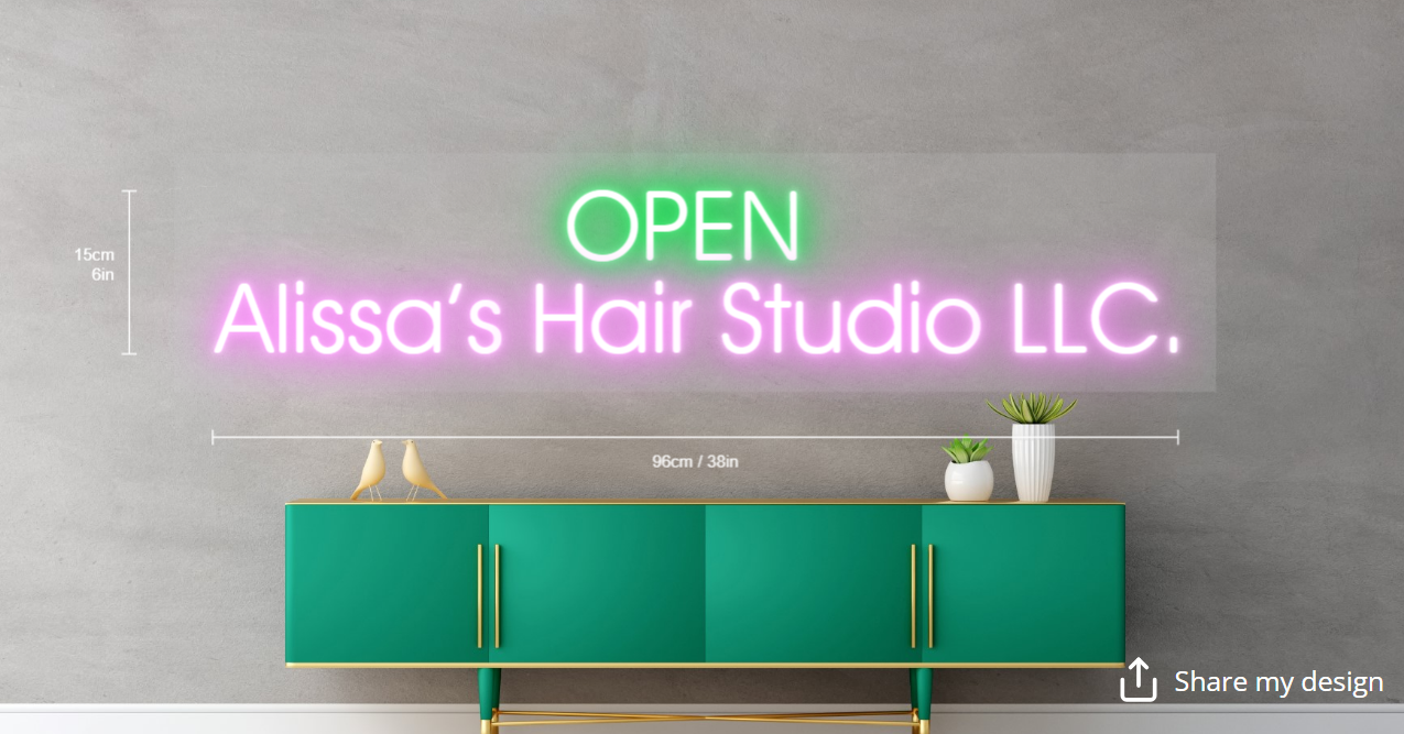 Alissa's Hair Studio LLC Custom Neon Sign (Updated Quote)