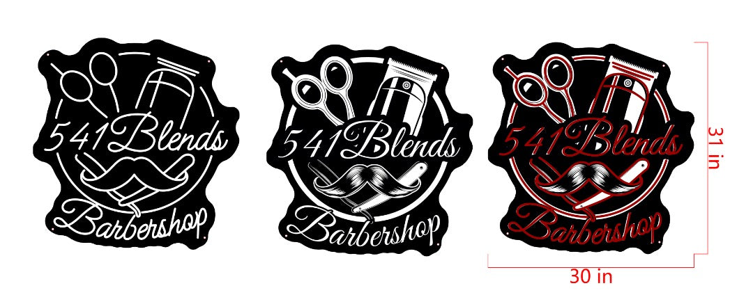 541 Blends Barbershop Custom UV Printed Neon Sign