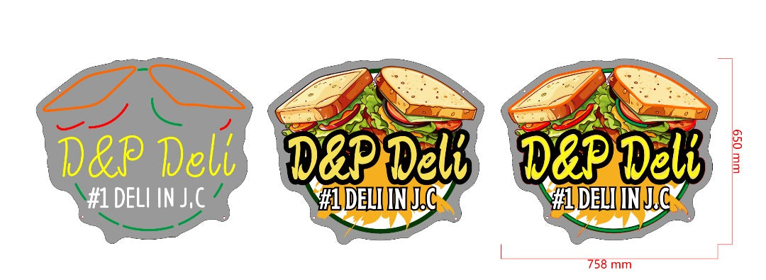 D&P Deli Custom UV Printed Neon Sign