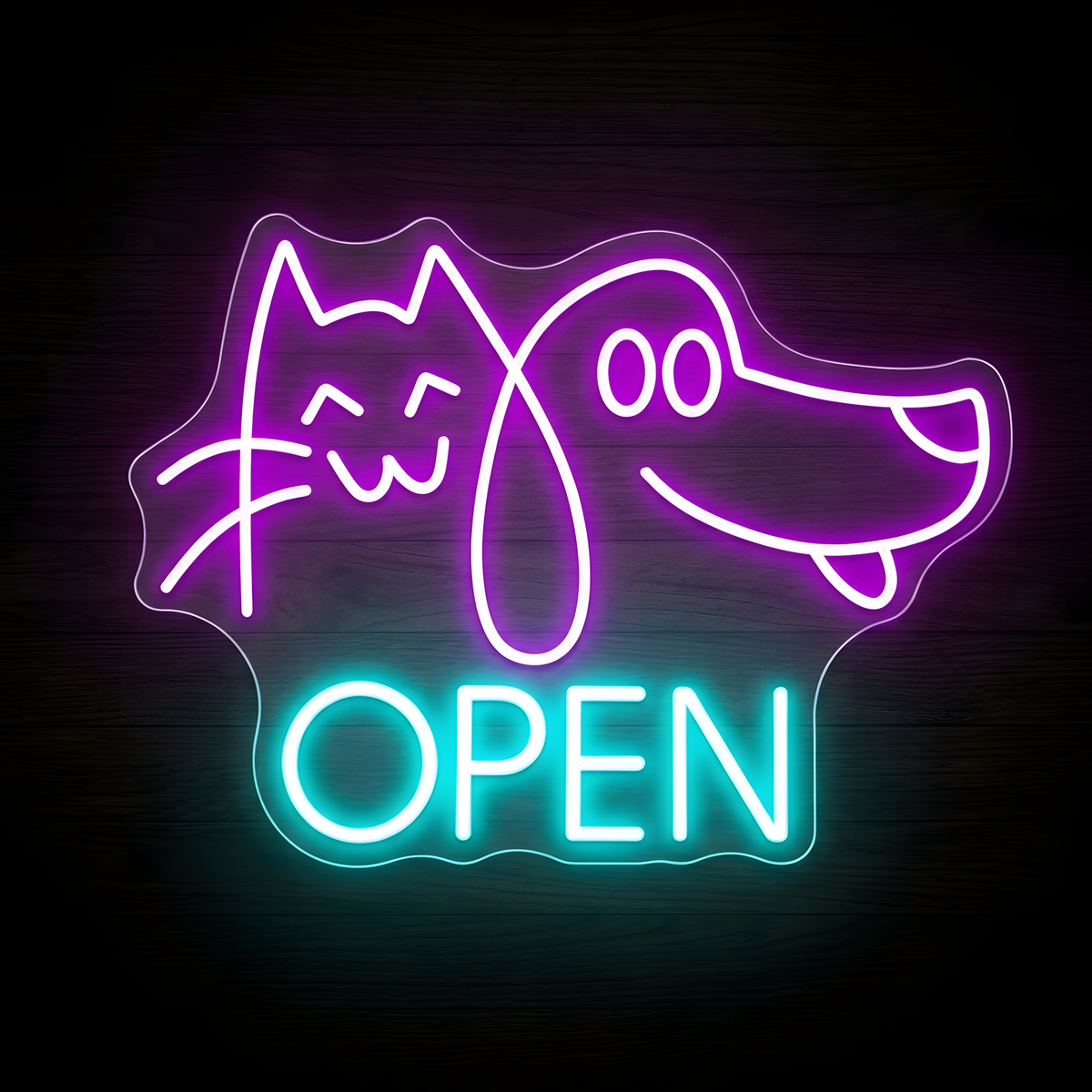 Playful Pets Open LED Neon Sign – Pet Store Business Decor