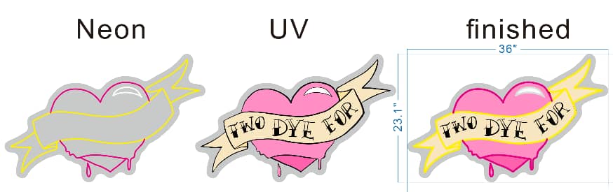 Two Dye For Custom Neon UV Printed Logo