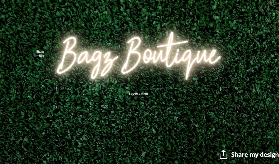 Bagz Boutique Custom Neon Sign