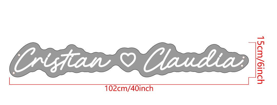 Cristian Heart Claudia Custom Neon Sign (Smallest Sizing Version)
