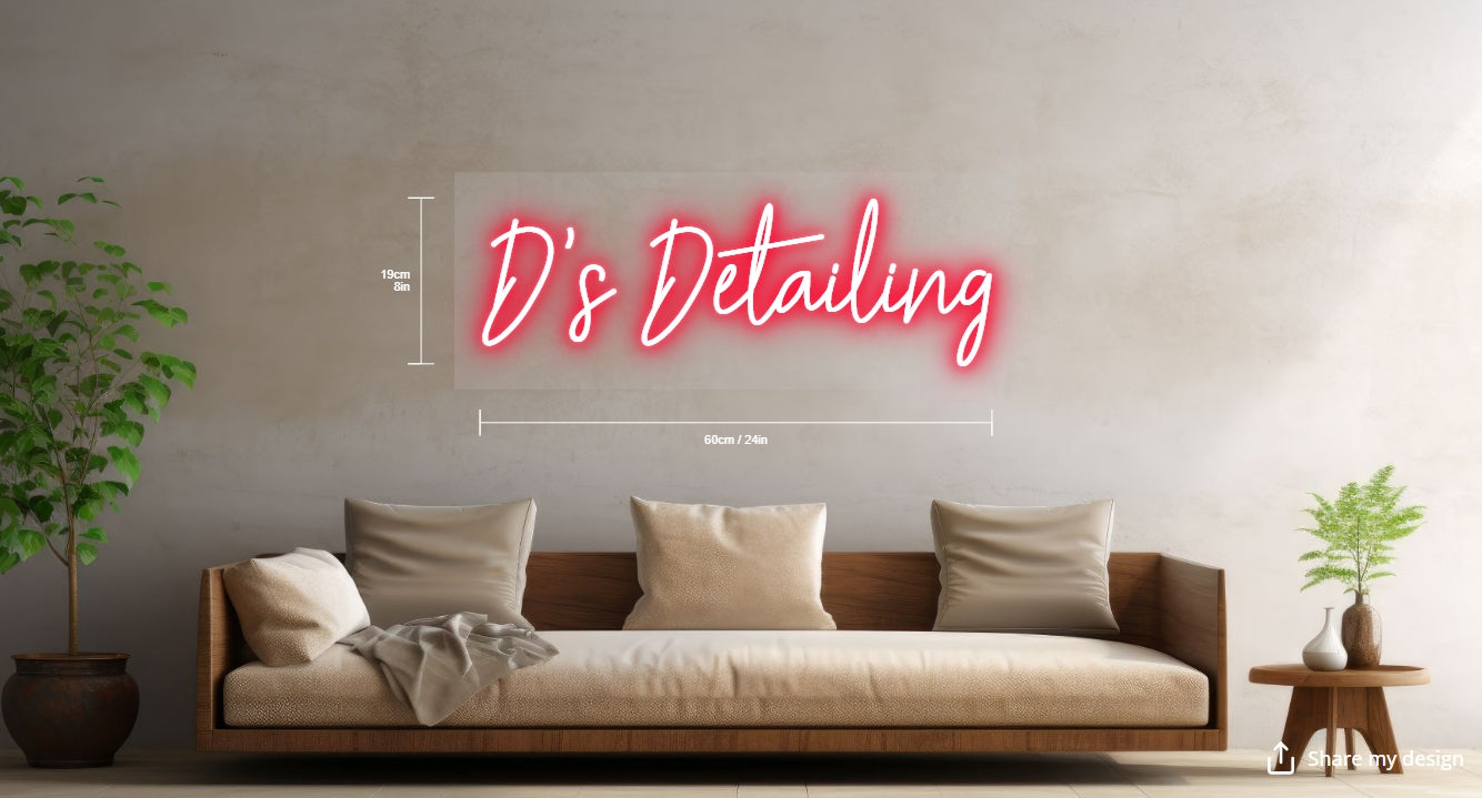 D's Detailing Custom Neon Sign (Design Option #2)