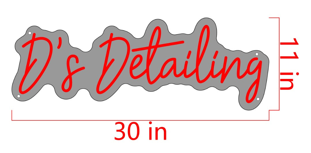 D's Detailing Custom Neon Sign (Design Option #2)