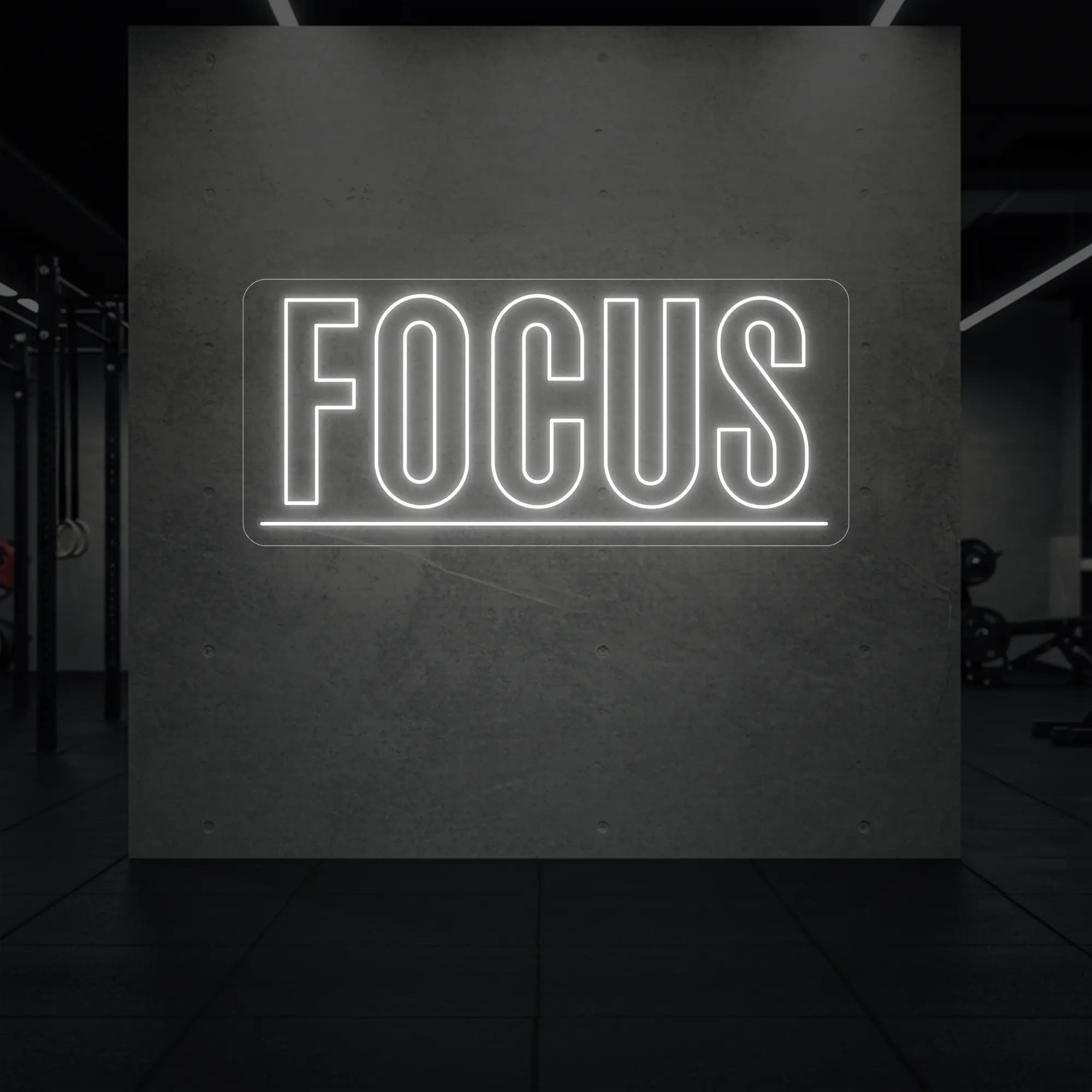 'Fortune Favours the Brave' neon sign glowing in cool white against a styled interior wall.