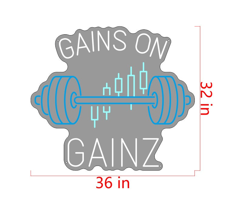 Gains on Gainz Custom Neon Sign
