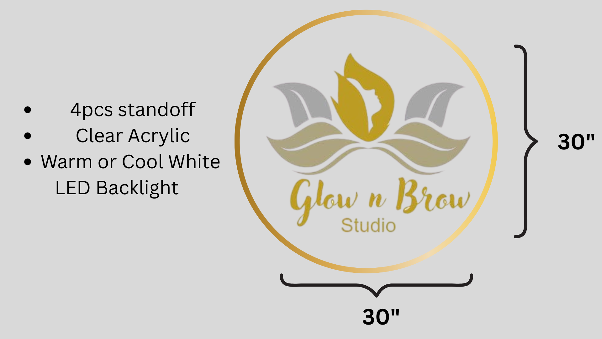 Glow N Brow Custom Acrylic Backlit Sign