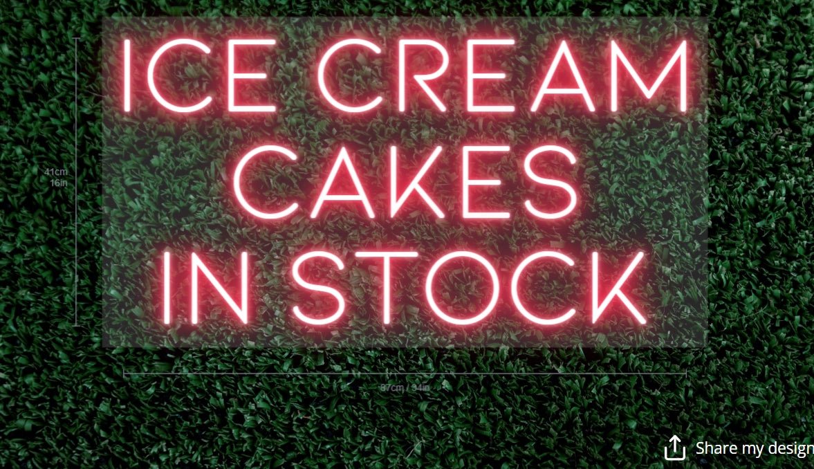 Ice Cream Cakes Custom Neon Sign (Version #2) - Light Your Way