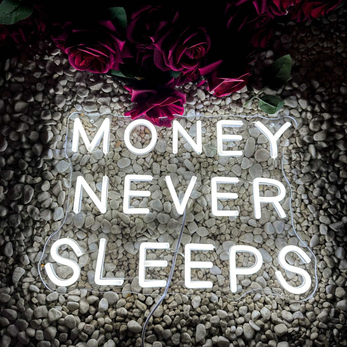 "MONEY NEVER SLEEPS" NEON SIGN - Light Your Way