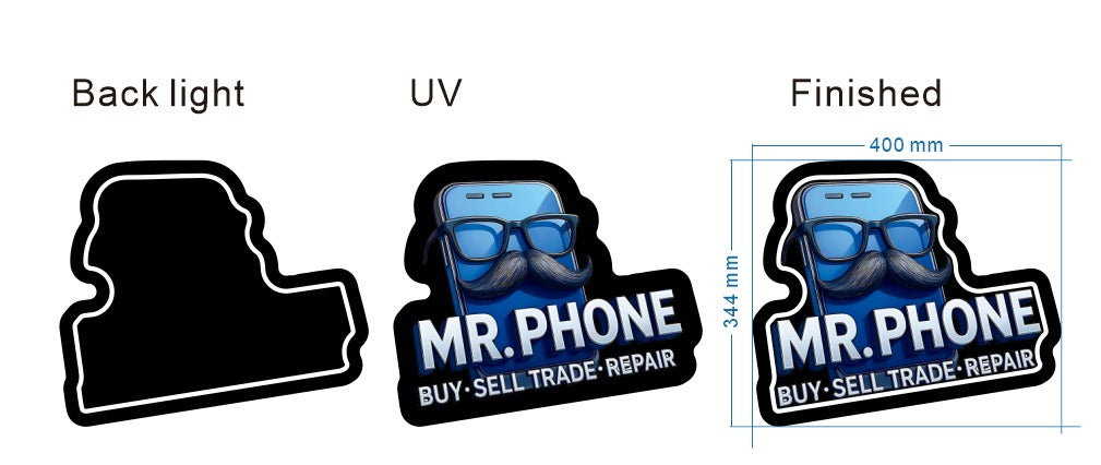 Mr. Phone Custom Acrylic Backlit Sign (Design Option #1)