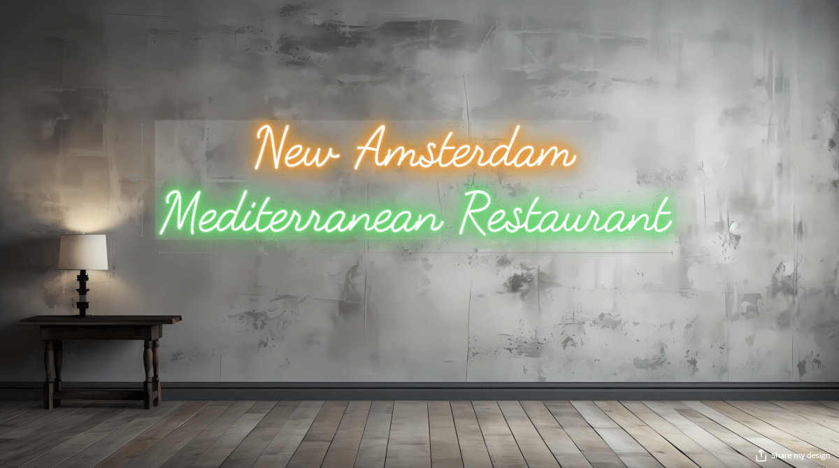 New Amsterdam Mediterranean Restaurant - Custom Neon Sign - Light Your Way