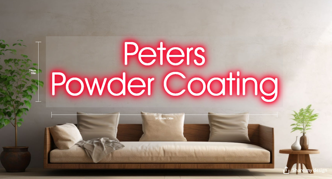 Peters Powder Coating Custom Neon Sign