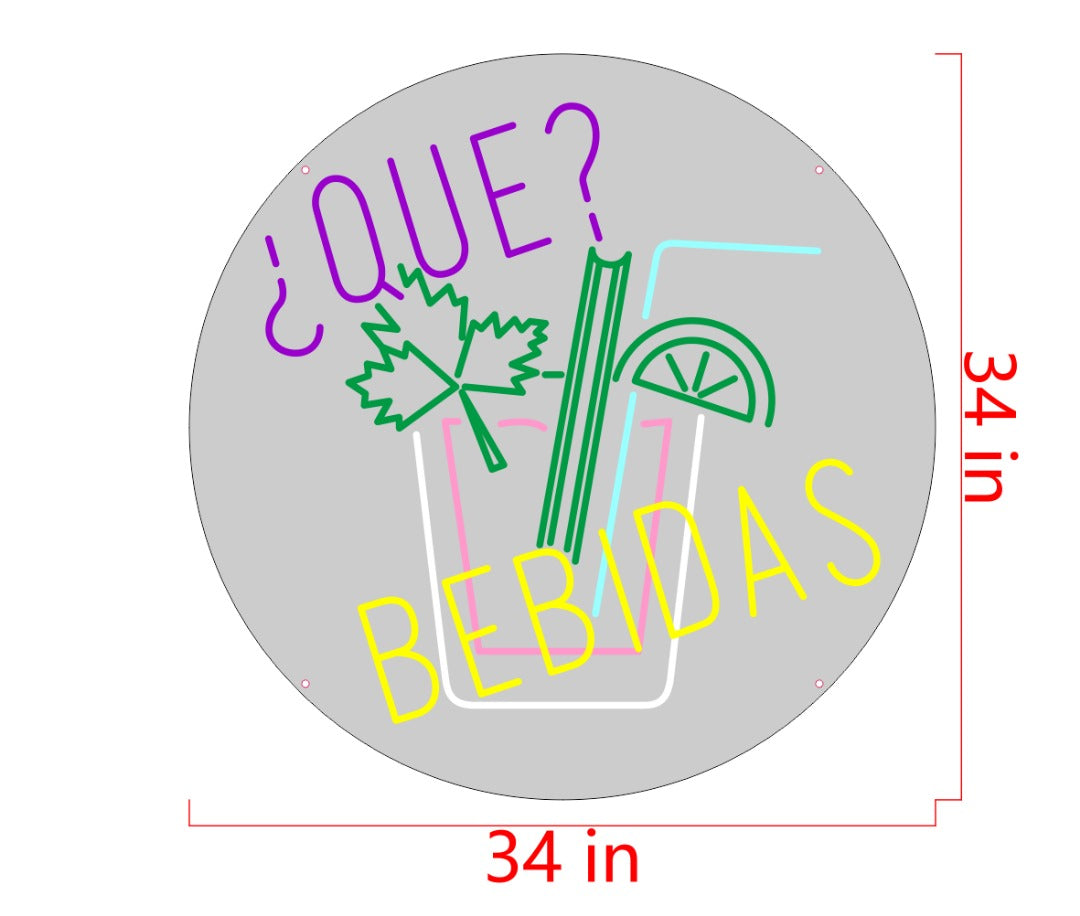 Que Bebidas Custom Neon Sign