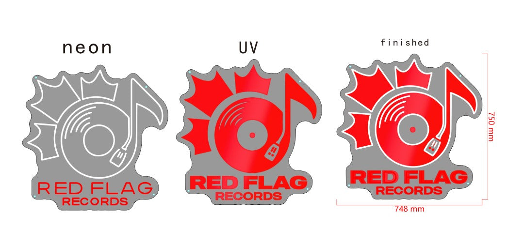 Red Flag Records UV Printed Neon Sign