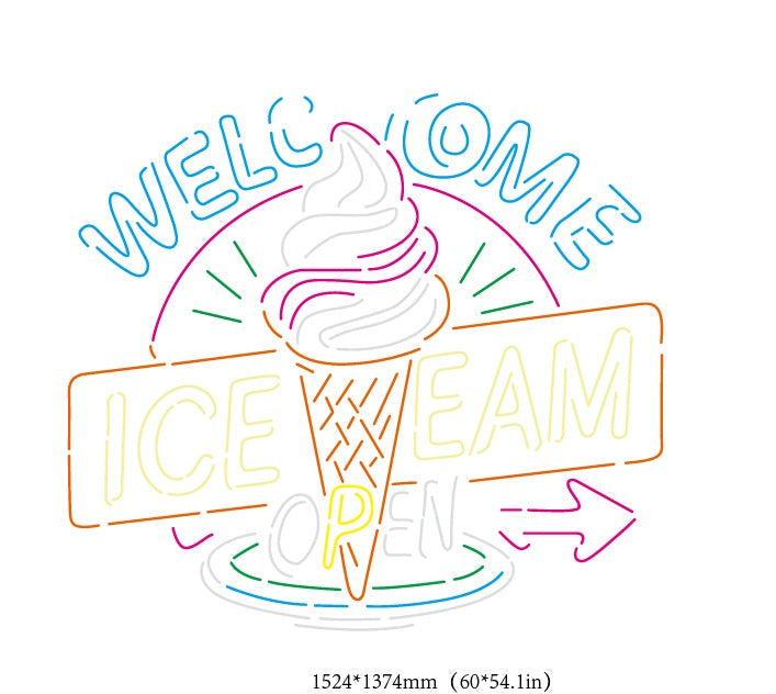 Welcome Ice Cream Open Custom Neon Sign