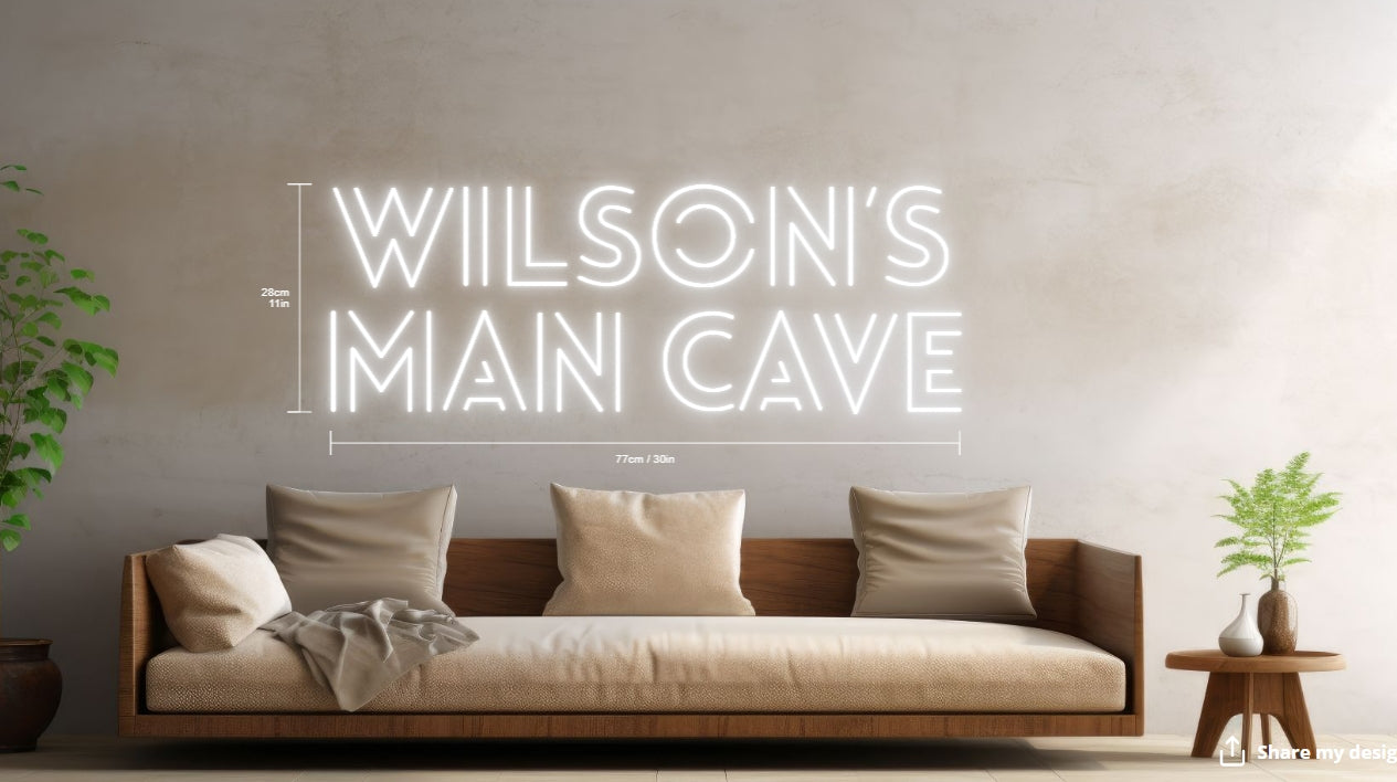 Wilson's Man Cave Custom Neon Sign
