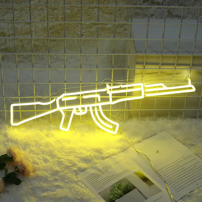 AK-47 Neon Sign Yellow