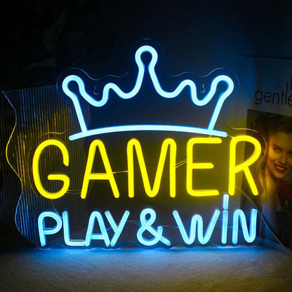 "GAMER PLAY & WIN" NEON SIGN