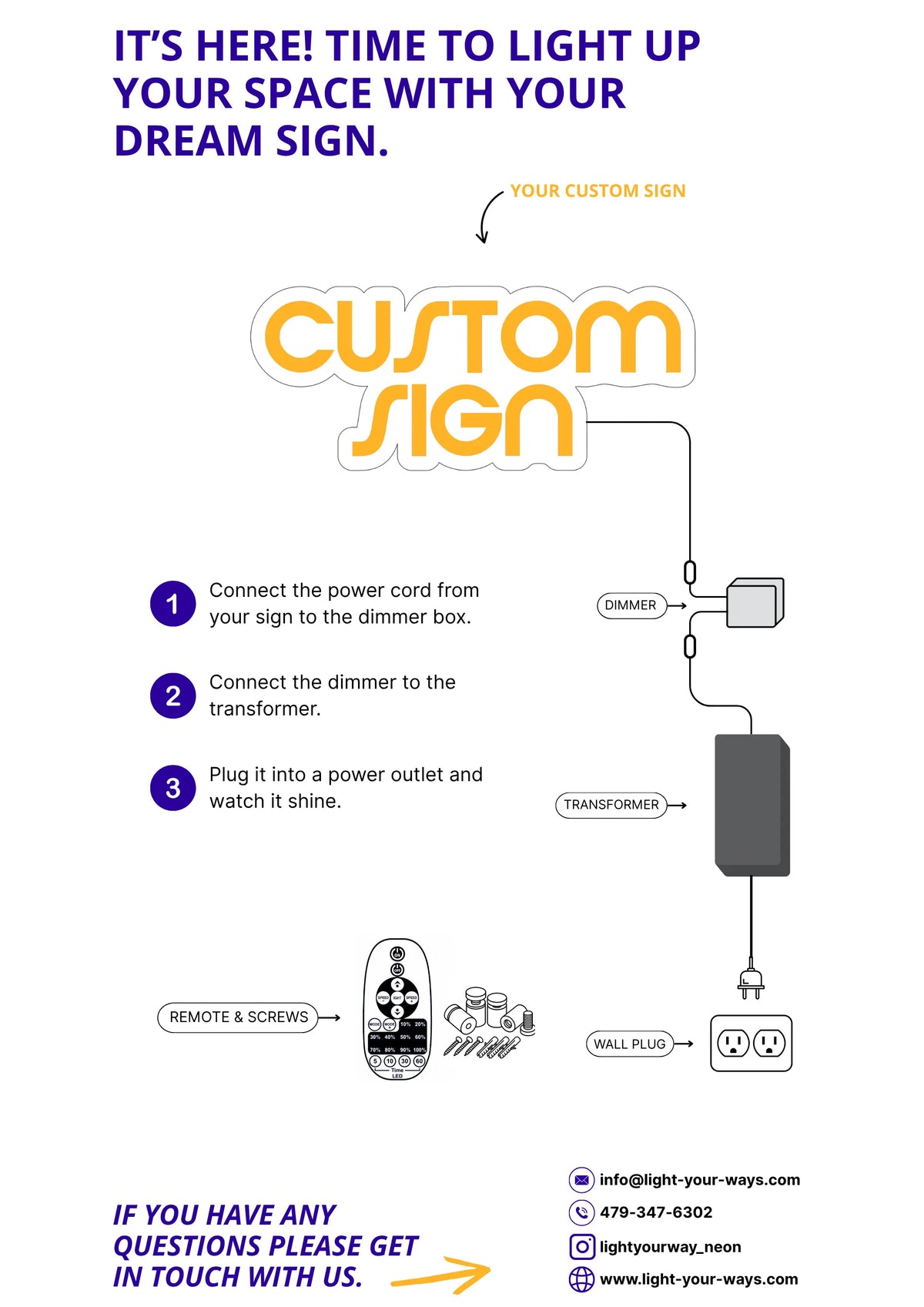 How to wall-mount your LED neon sign using standoff screws