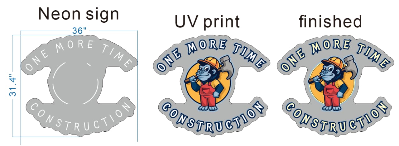 One More Time Construction Custom Uv Printed Logo