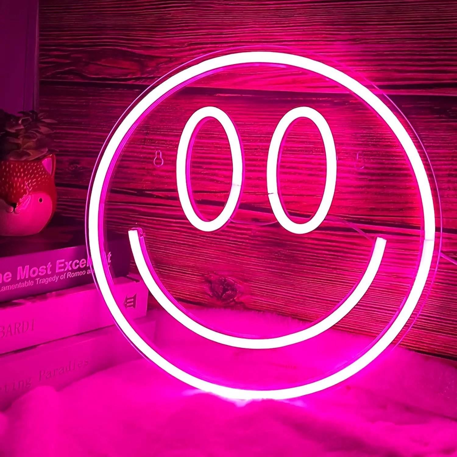 Pink smiley neon sign