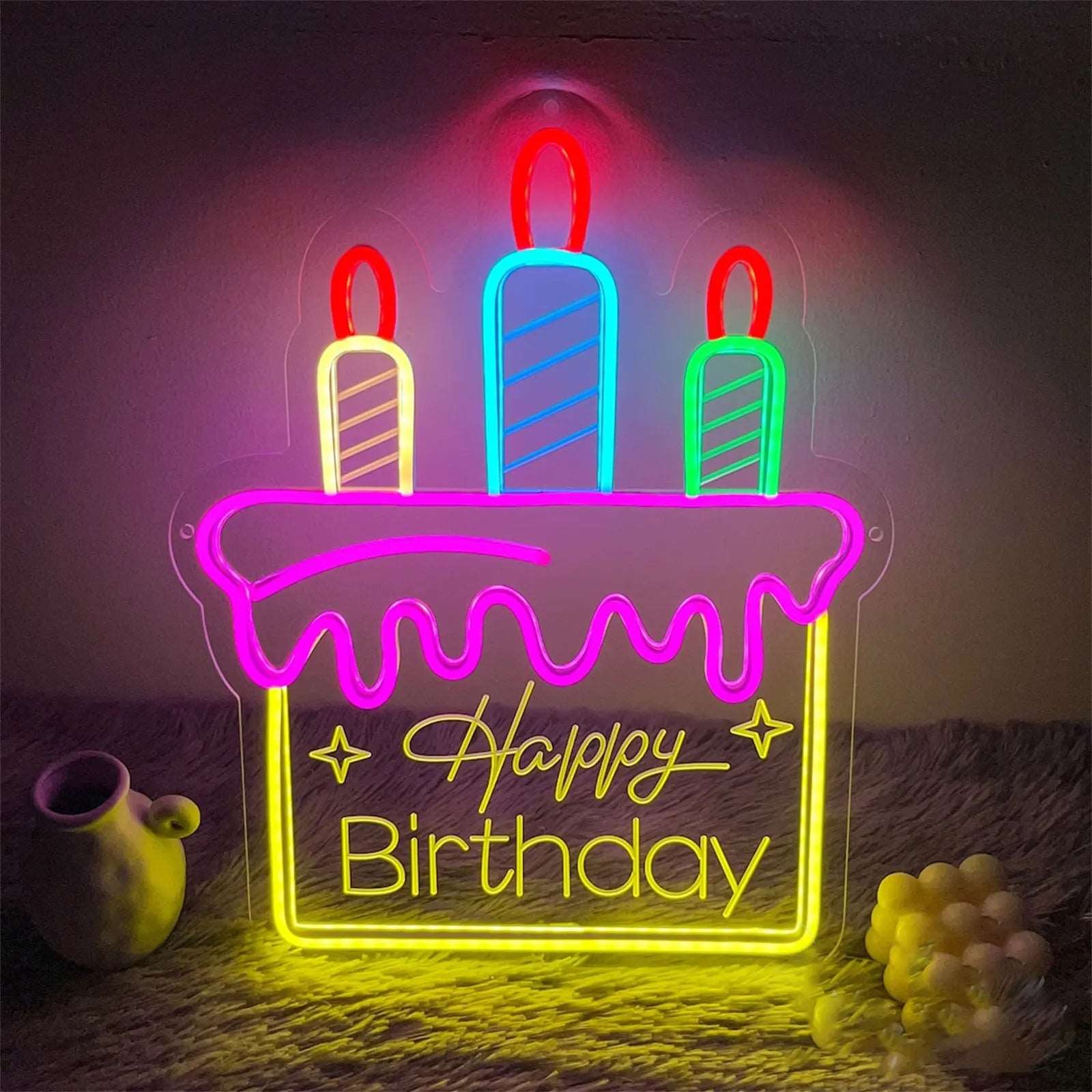 "HAPPY BIRTHDAY CAKE" NEON SIGN