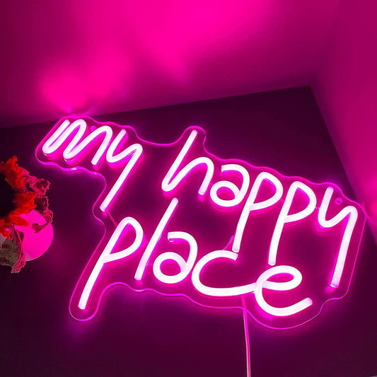 My happy place neon sign pink