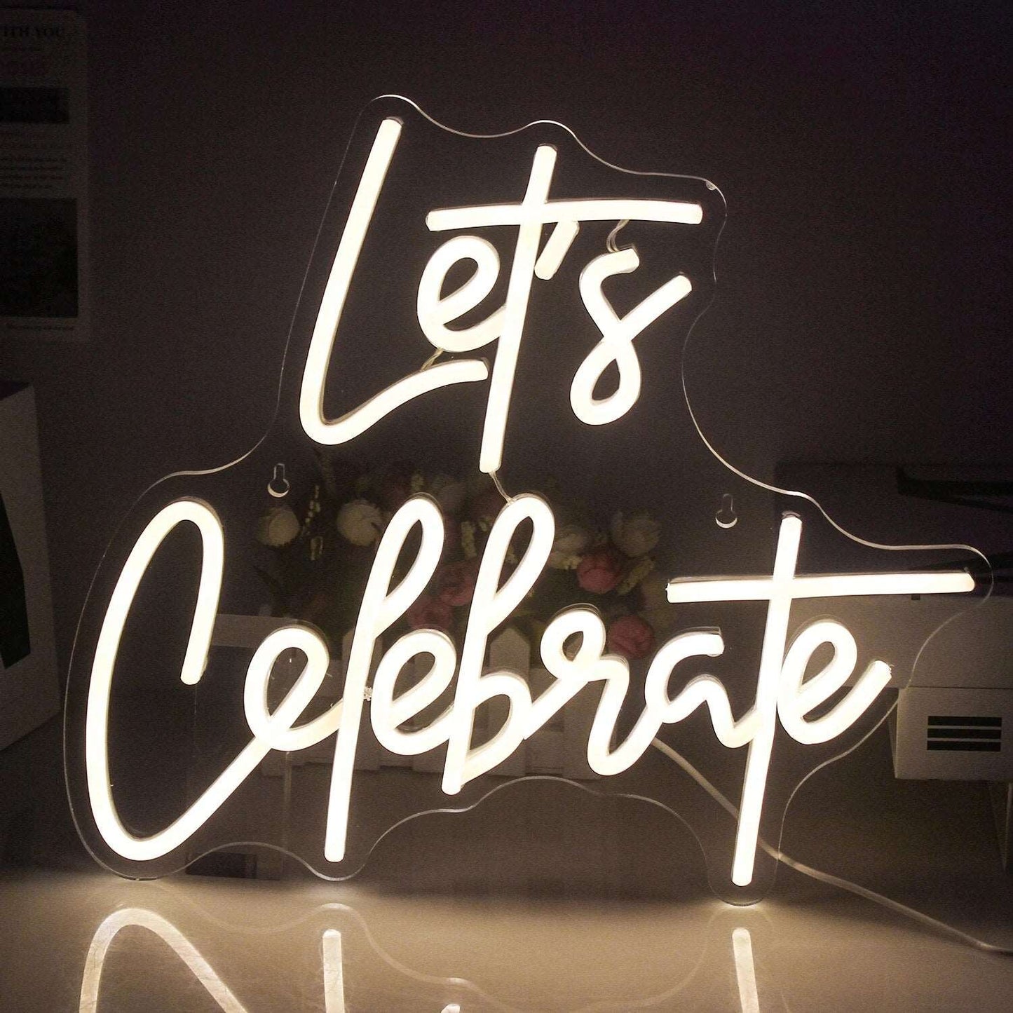 "LET'S CELEBRATE" NEON SIGN