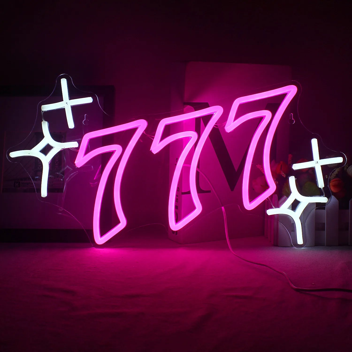 777 Neon Sign Pink