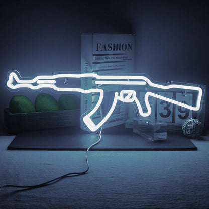 AK-47 Neon Sign White