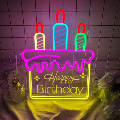  "HAPPY BIRTHDAY CAKE" NEON SIGN