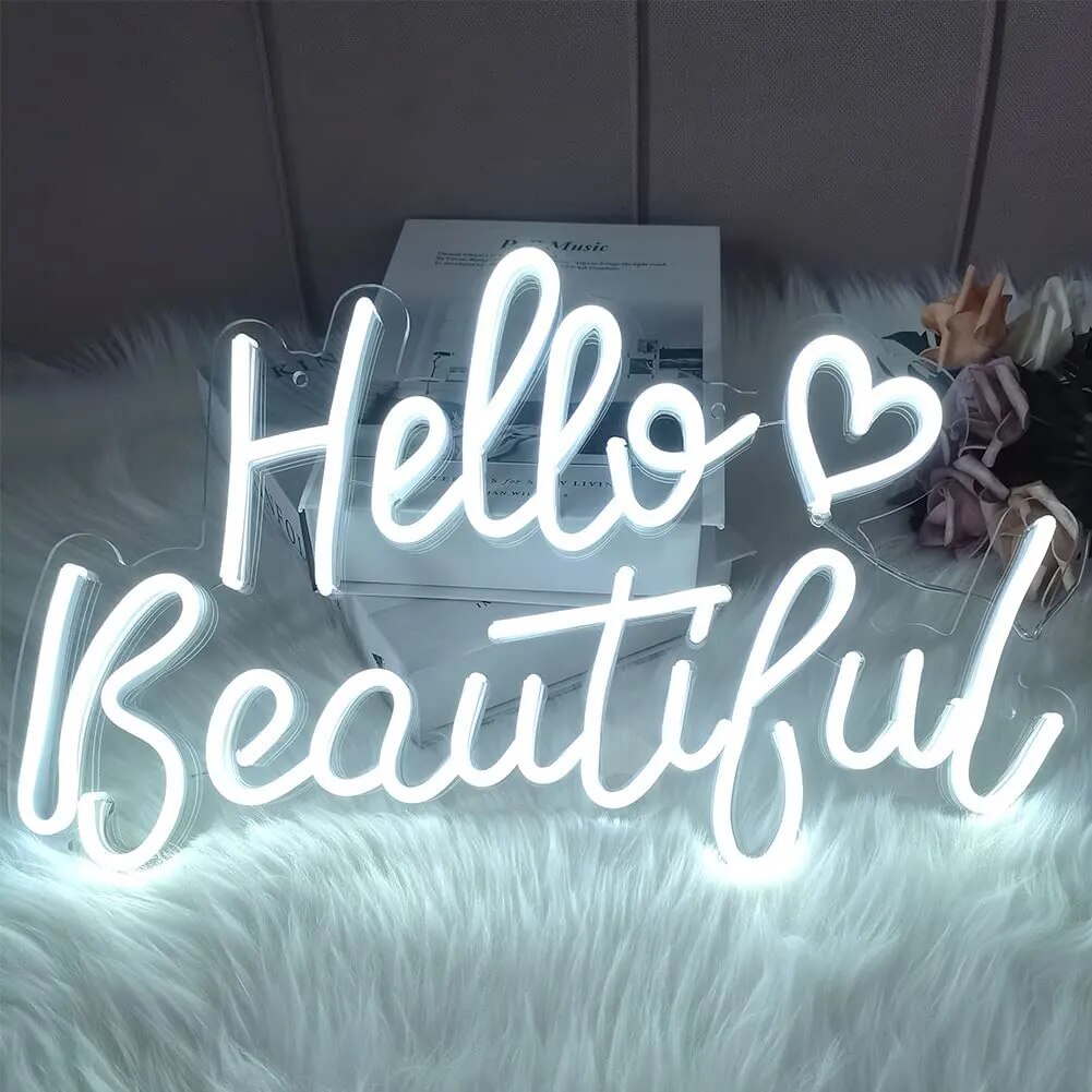 "HELLO BEAUTIFUL" NEON SIGN