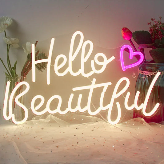 "HELLO BEAUTIFUL" NEON SIGN