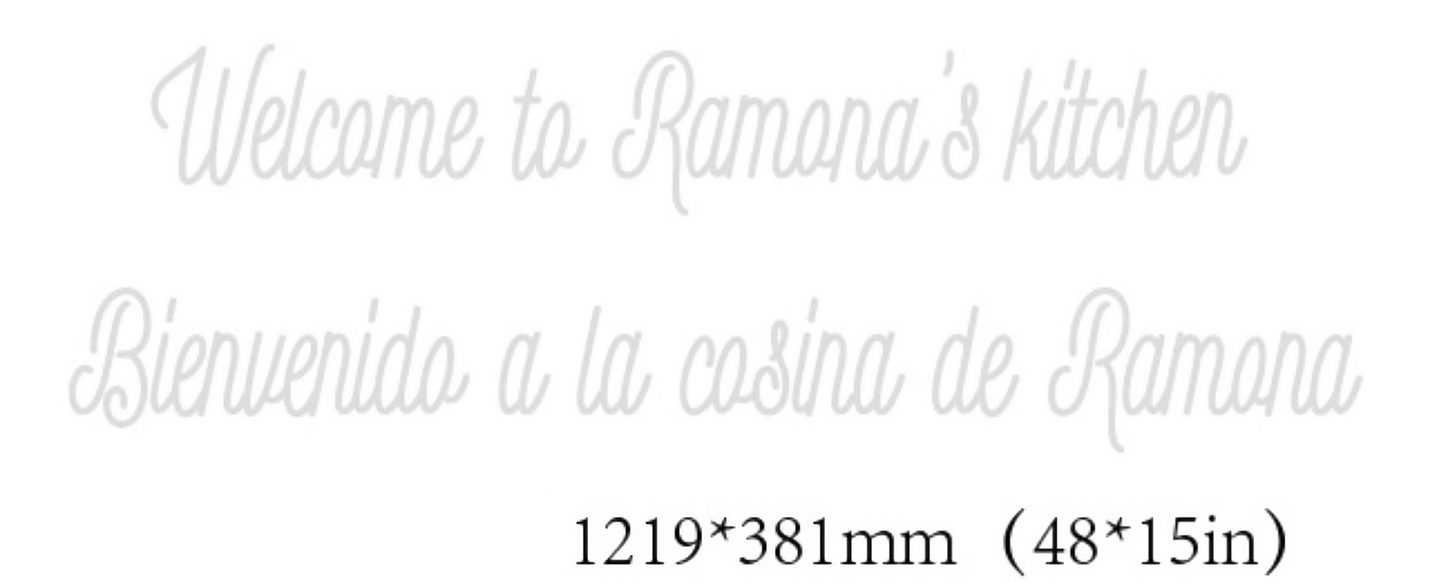 Welcome to Ramona’s kitchen Bienvenido a la cosina de Ramona - Custom Neon Sign 48" x 15"