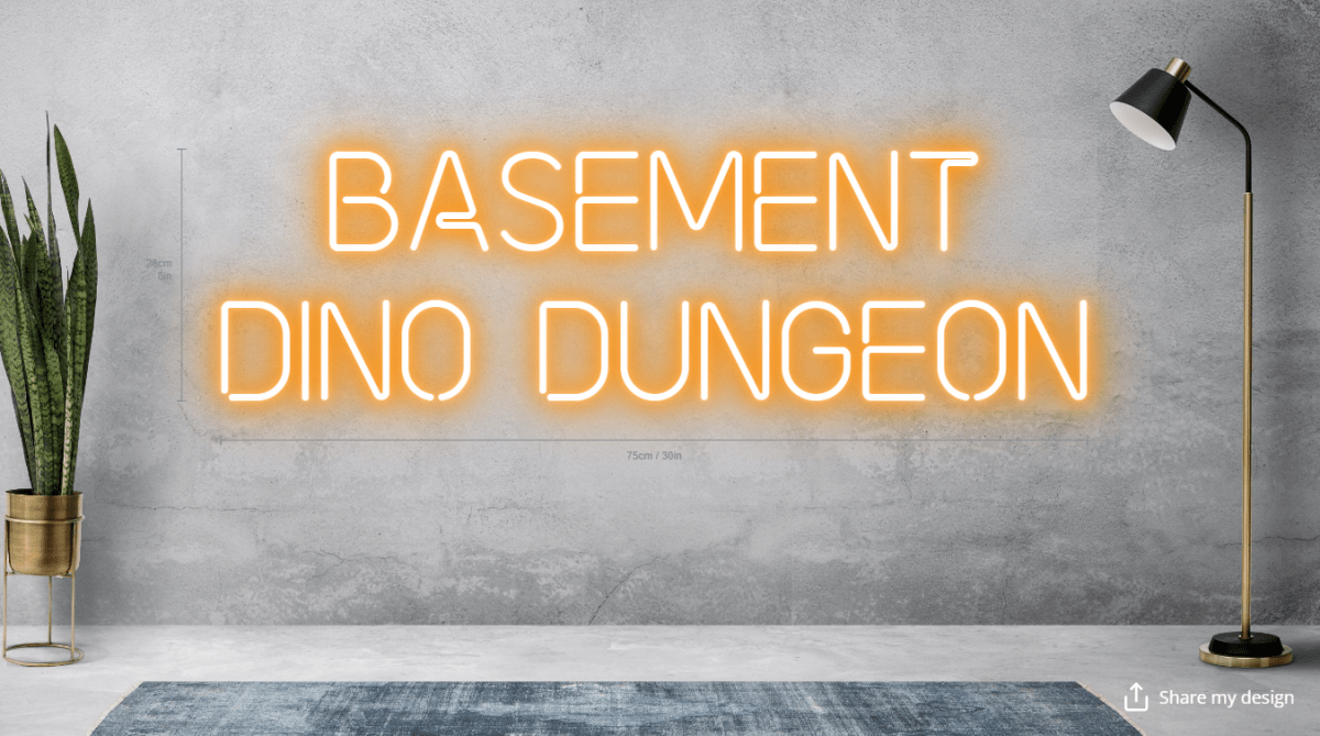 BASEMENT DINO DUNGEON Custom Neon Sign (Version #2) - Light Your Way