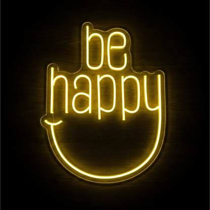 Make Today a Good Day LED Neon Sign with warm white uppercase lettering on clear acrylic against a dark wood background, suited to bedrooms and home offices.