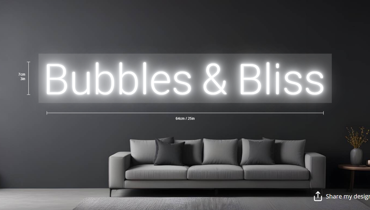 Bubbles & Bliss Custom Neon Sign