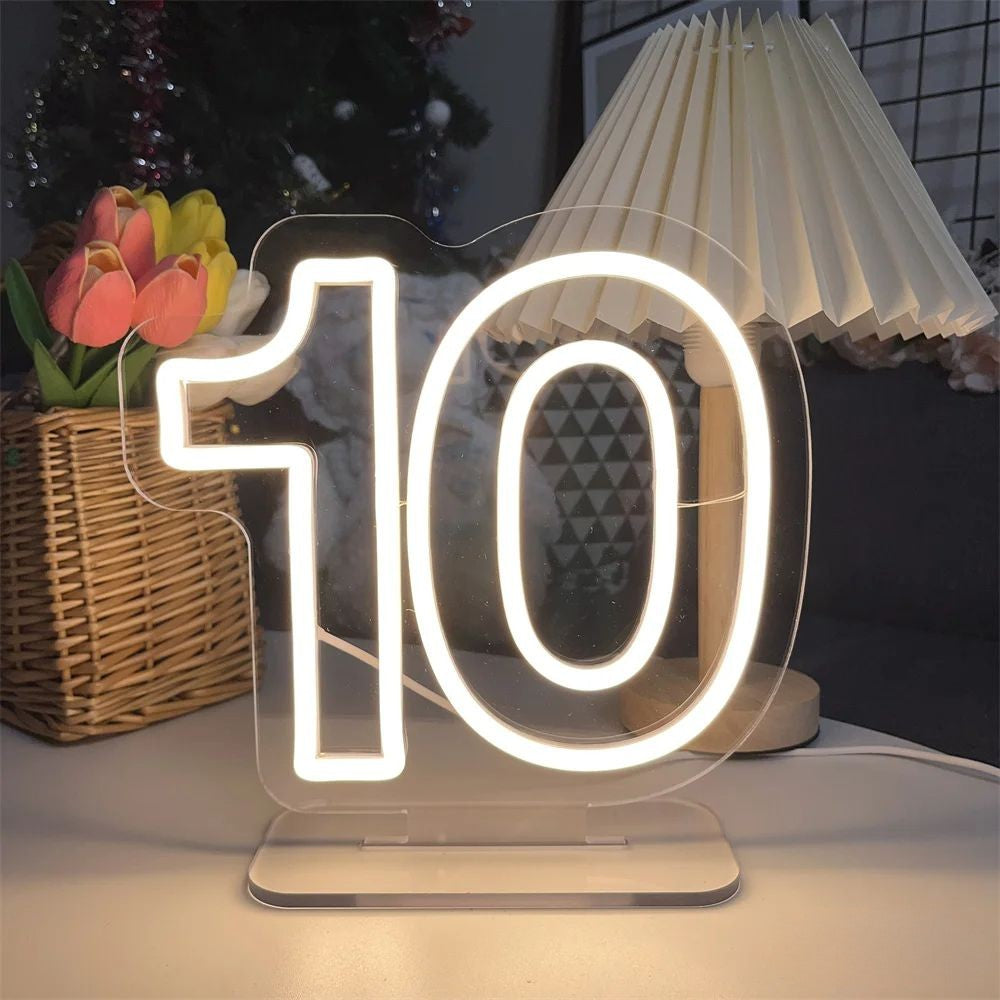 1-10 Birthday Numbers Neon Sign