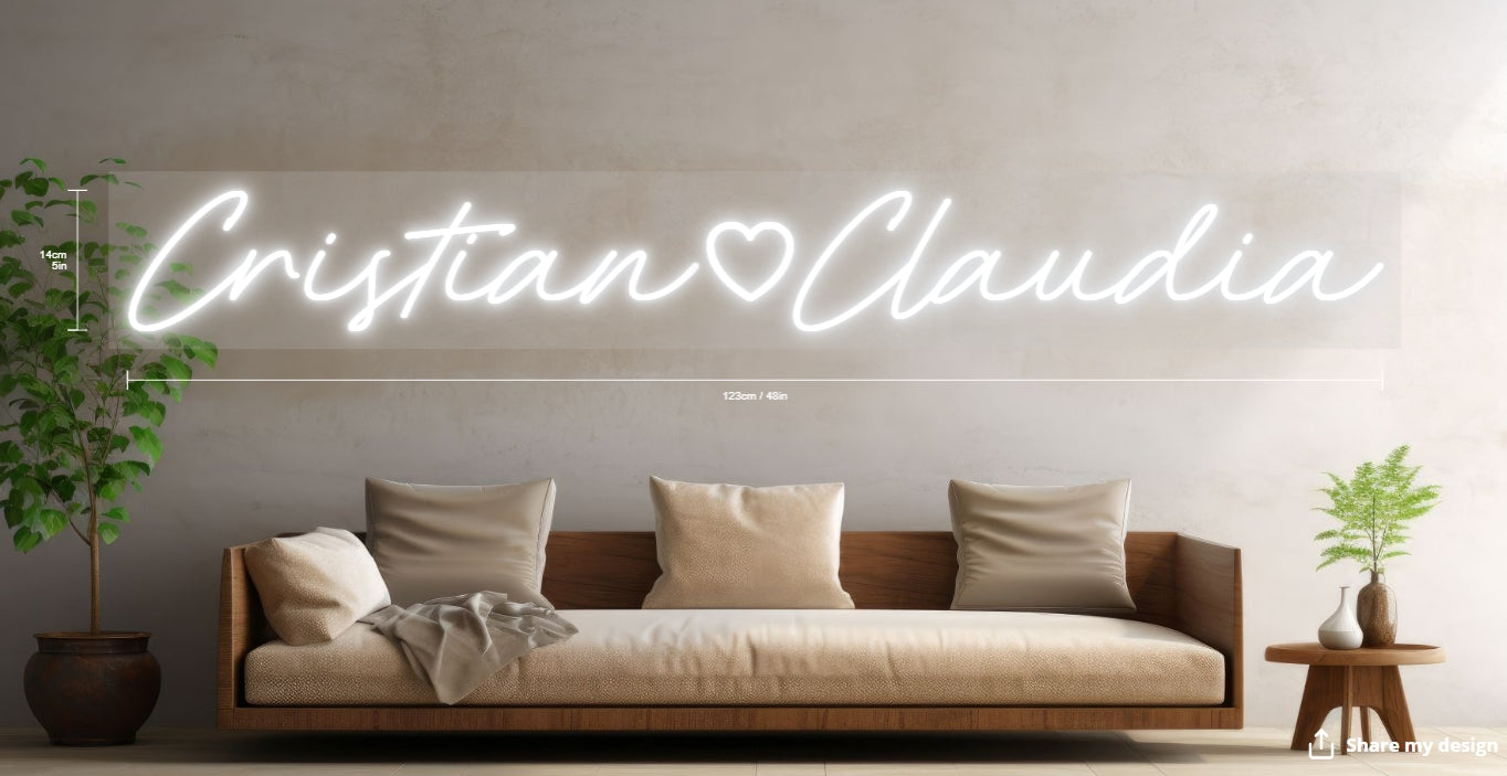 Cristian Heart Claudia Custom Neon Sign