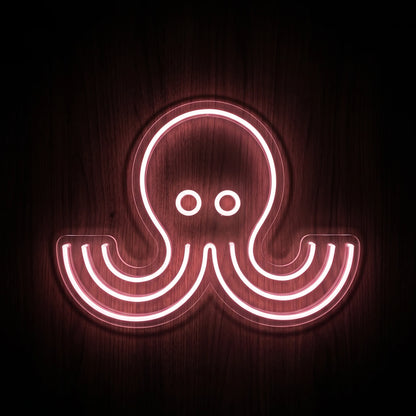 Cute Octopus LED neon sign featuring a playful pink octopus outline with curved tentacles mounted on clear acrylic.