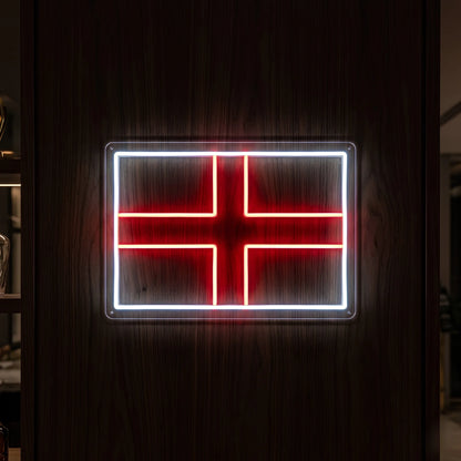 England St George's Cross LED neon sign featuring red and cool white illuminated flag design.