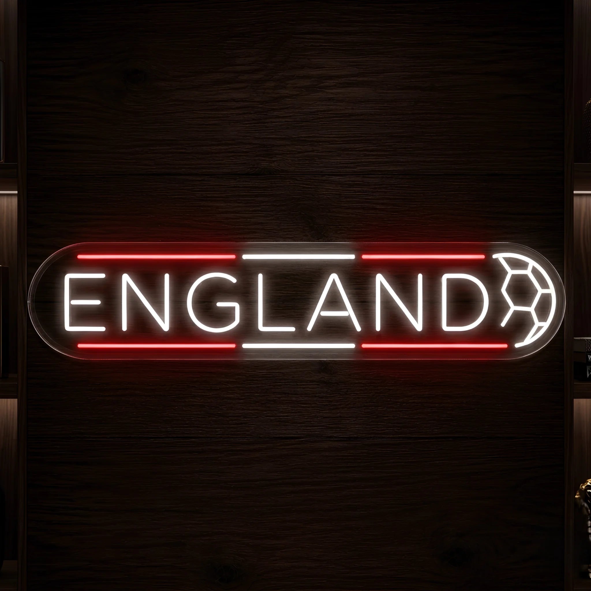 England LED Neon Sign — Football Stripe & Ball Design