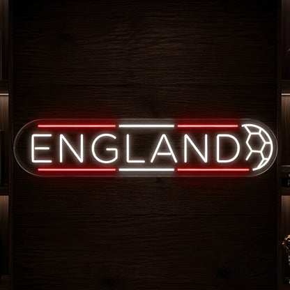 England LED Neon Sign — Football Stripe & Ball Design