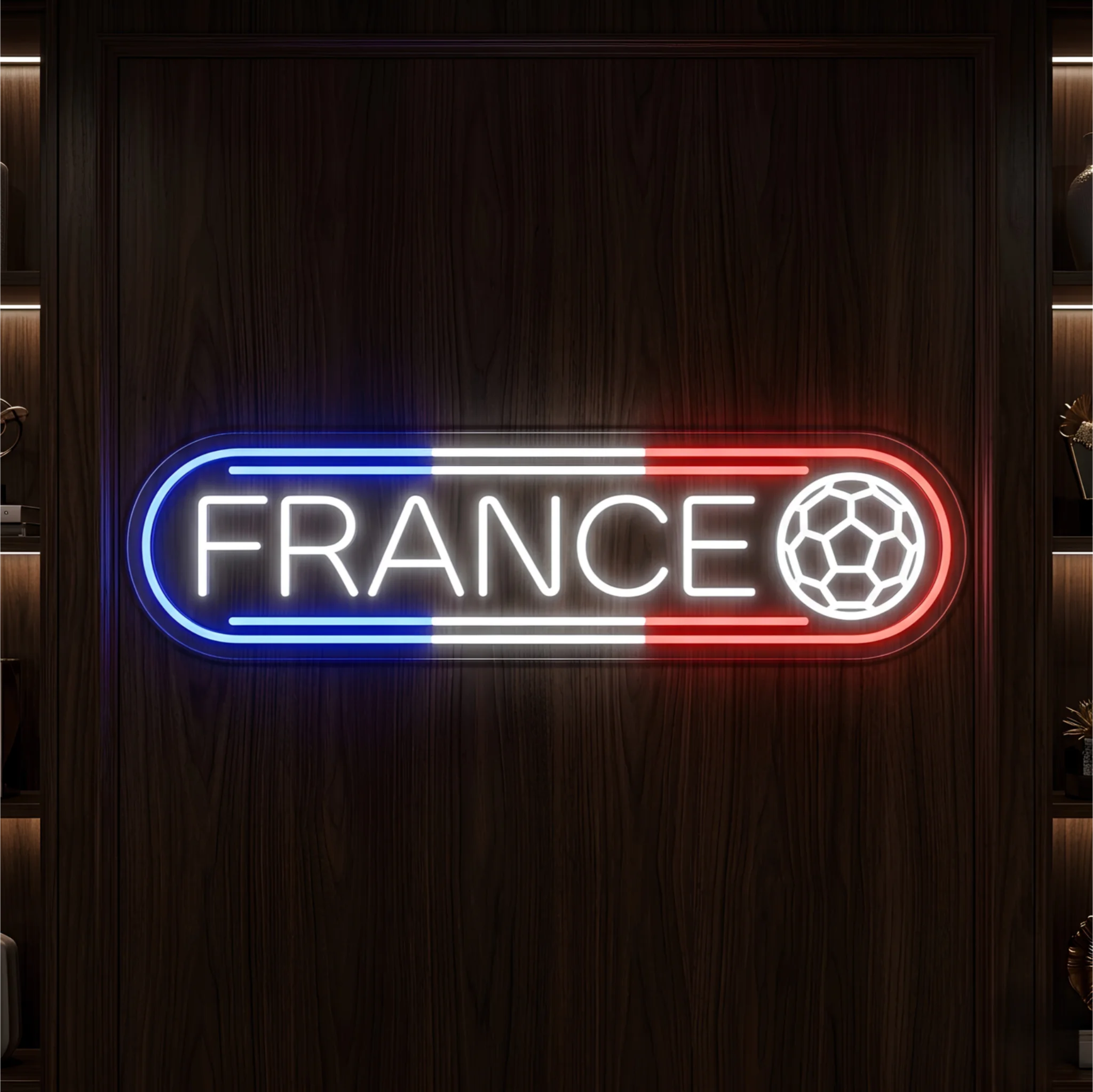 France Goal Line football LED neon sign with blue white and red illuminated design