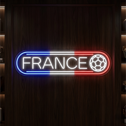 France Goal Line football LED neon sign with blue white and red illuminated design