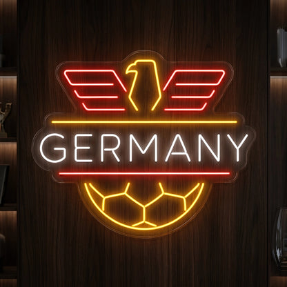 Germany eagle crest football LED neon sign featuring illuminated eagle emblem and football crest artwork