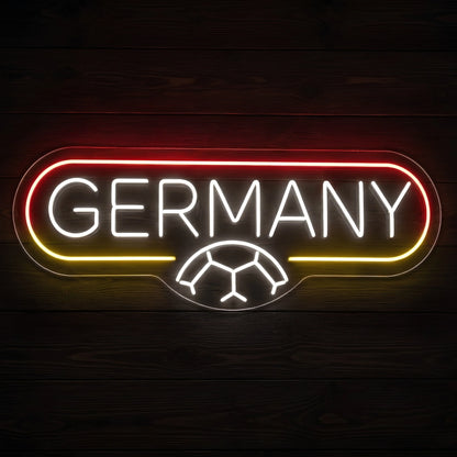 Germany football LED neon sign featuring illuminated Germany lettering and football-inspired design