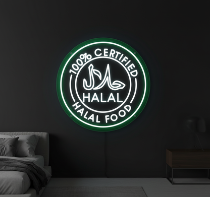 Certified Halal Foods Custom Neon Sign