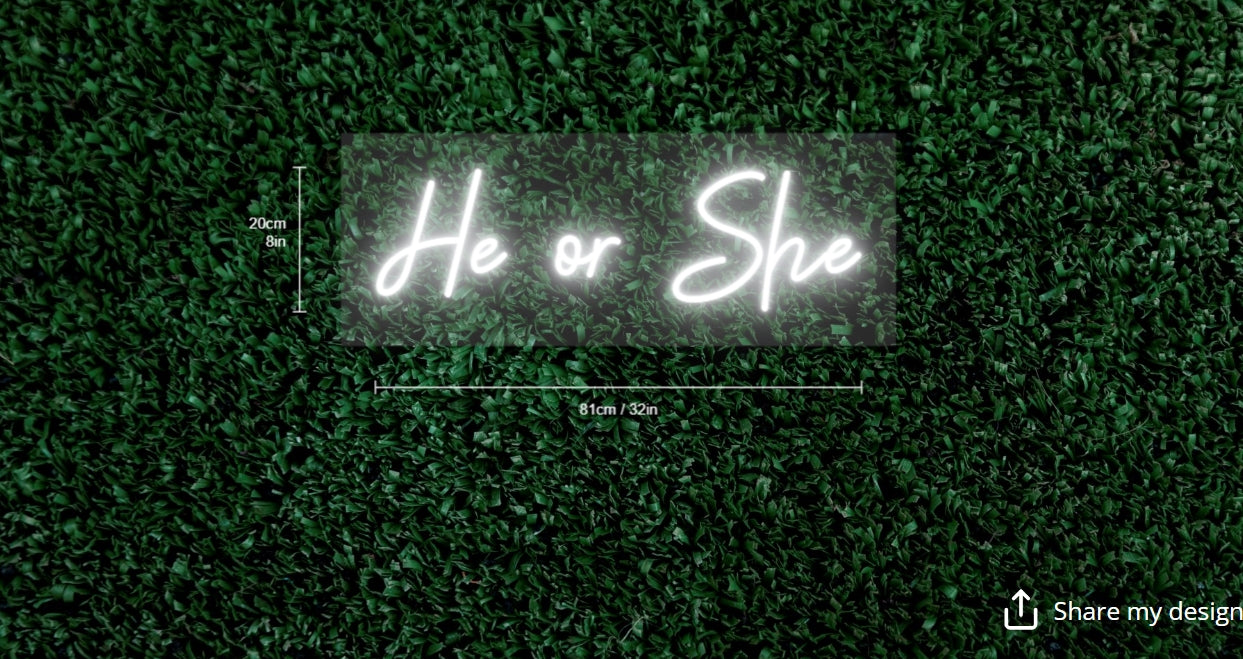 He or She Custom Neon Sign